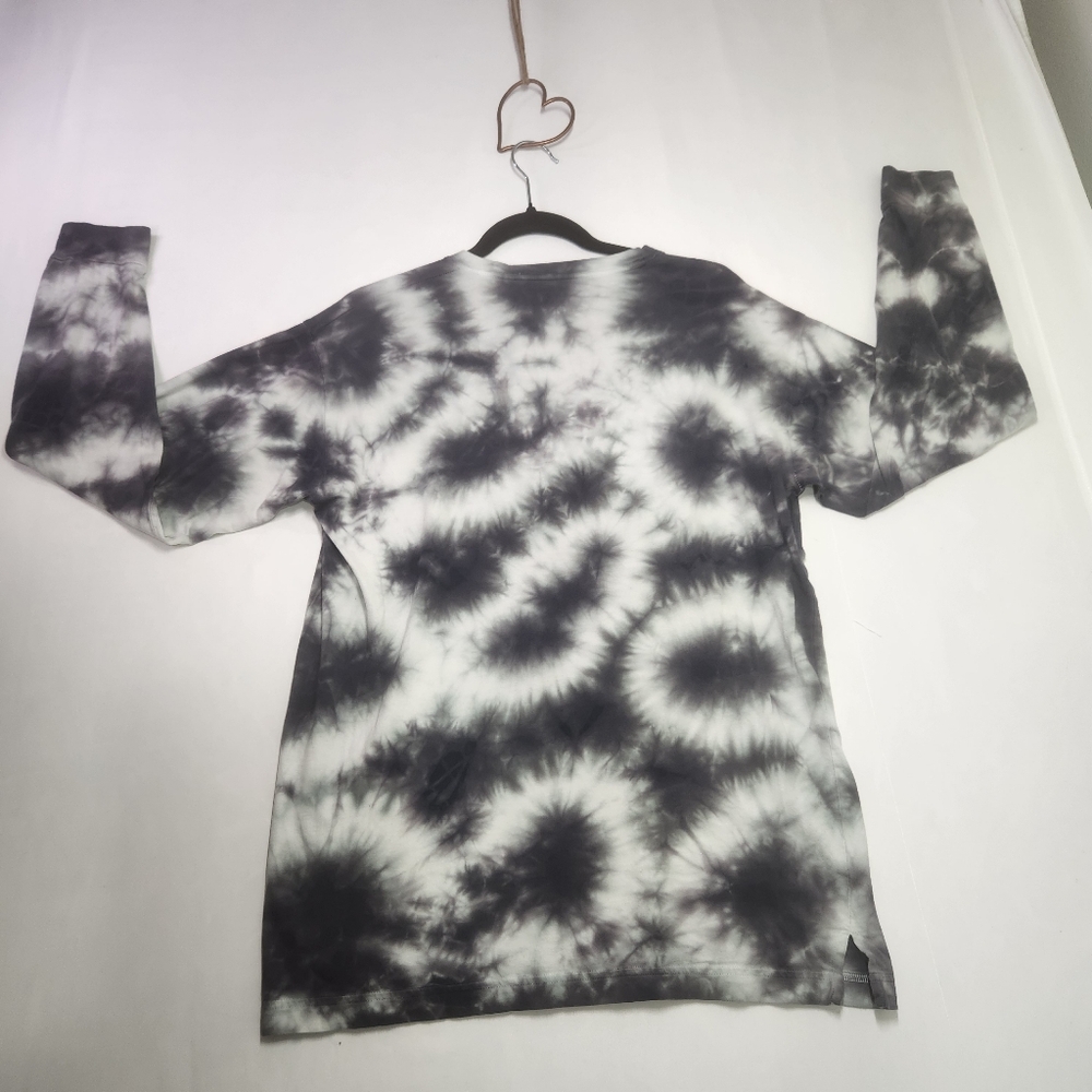 🌸PINK Victoria's Secret Black and White Tie-Dye Long Sleeve Top Size Small - Picture 2 of 5